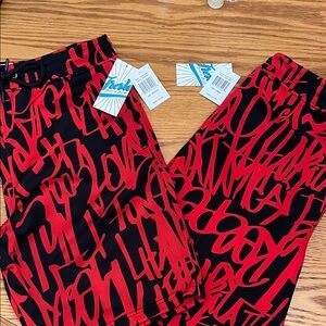 NWT Fresh Prints of Bel-Air Red and Black Graphic Print Pants